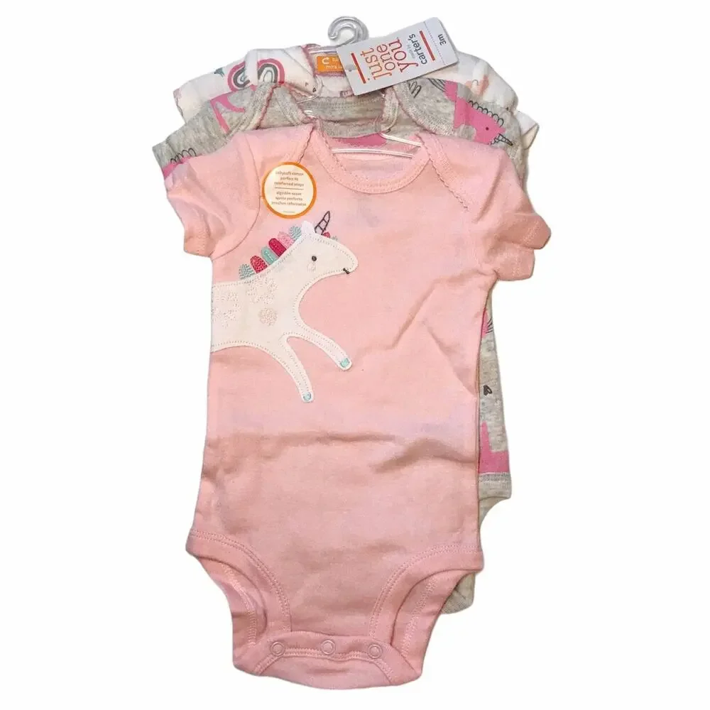NWT Carter's Set of 3 Unicorn Onesies 3M
